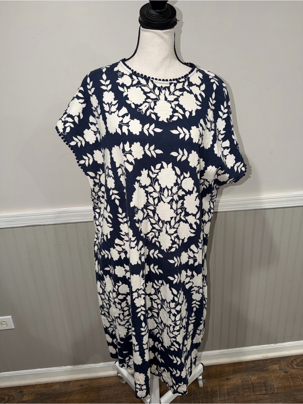 Boden Navy and White Floral Maxi Dress